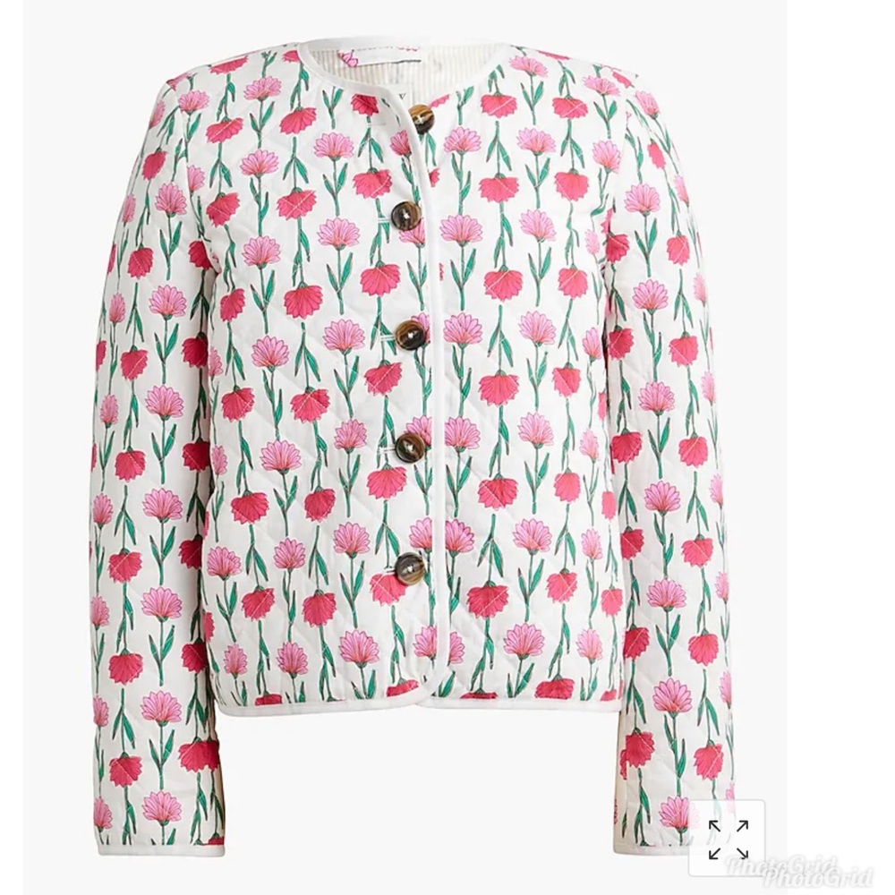 J.Crew Floral quilted jacket floral chore style BP091 size 6